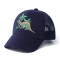 Navy blue children's baseball cap with dinosaur embroidery and breathable mesh back - S (0-1 Year) / Navy Dinosaur