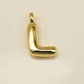 Polished 18K gold plated bubble letter L pendant with rounded 3D design and loop - Letter L