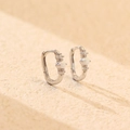Elegant S925 sterling silver hoop earrings featuring white opal and zircon accents - 925 Silver / Platinum (White Opal)