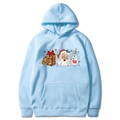 Light blue Christmas hoodie with Santa and milk print in high quality cotton blend - S / Light Blue