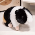 Realistic tricolor guinea pig plush toy with soft black, white, and brown faux fur - Black & White