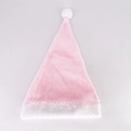 Bonnet de Noël en peluche rose avec bordure blanche et pompon pour décoration de fête - Rose