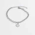 Pulsera con amuleto de loto de acero inoxidable pulido con cadena ajustable y mosquetón - Estilo con colgante de loto
