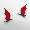 Red devil wing hair clips for Halloween costume party accessories with metal base - Red Bat Hair Clip #