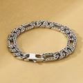 Pulsera de cadena NK 3:1 grabada vintage en acabado plata antigua para hombres y mujeres - Color Acero