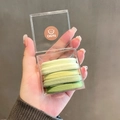 Five elastic green gradient hair ties set in a transparent square storage box - 5 Pcs/Box / Light Green Gradient
