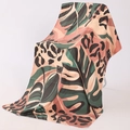 Tropical double-sided microfiber beach towel with green leaves and leopard print - M-Leopard and Monstera Patchwork Tropical Style