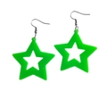 Neon green acrylic star earrings with silver hooks for a minimalist geometric look - Green Star
