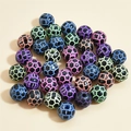 Mixed sports ball acrylic beads with grid patterns for DIY bracelet making projects - 10mm Football Black Background Colorful Line