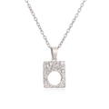 Silver square geometric pendant necklace with intricate tree design and small zircon stones - Silver