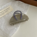 Detail of marble pattern hair claw clip in purple and beige on a minimalist background - Grey Beige Marble Handle Claw
