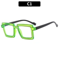 TR90 vierkante blauwlichtfilter bril in doorschijnend groen en zwart model C1 - Groen Montuur Zwarte Poten
