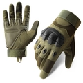 Army green tactical gloves with black joint armor and touchscreen-friendly grip pads - M / Z908 / Army Green
