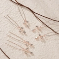 Lot de 6 épingles à cheveux en U or rose avec cristaux et perles à motif floral - HS-J6313RG Or Rose (6 pièces/paquet)