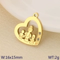 Golden stainless steel heart pendant with mother and children cutout and small crystals - Mother and Two Children Heart (KLJ9572-ZLA)