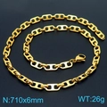 Collana a catena a naso di maiale dorata 710x6mm in acciaio inossidabile con chiusura - Stile A Collana Naso di Maiale (Larghezza 6mm) / 71cm / Oro