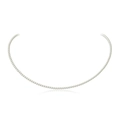 Minimalist single strand white round pearl necklace with high luster on a white background - 4mm / Silver Necklace