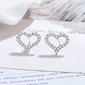 Sparkling S925 sterling silver heart-shaped stud earrings with white zircon inlay - A Pair Of Platinum-gold Led-106
