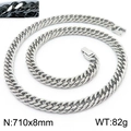 Silver curb chain necklace for men in hip hop style, size 710x8mm and weight 82g - 8mm*710mm / Silver