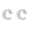 Close-up of silver-tone twisted ear cuffs with delicate heart pattern and polished finish - VE1428 White Gold 1 Pair (Heart Chain)