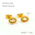 Vintage-Ohrstecker aus 18k vergoldetem Edelstahl mit grünen ovalen Zirkonia-Steinen - 18K Gold / Weißer Zirkonia (Weißer Diamant)