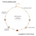 18k gold plated stainless steel necklace with pink and red multifaceted glass stones - Chain Only / Gold Red Mix