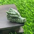 Green jade dragon head sculpture figurine hand-carved from 4cm natural semi-precious stone - Green Spot Jasper