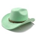 Dettaglio cappello da cowboy verde menta con fascia intrecciata e fibbia a teschio - M (56-59cm) / Verde Fluorescente