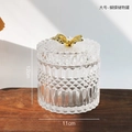 Large crystal glass candy jar with gold butterfly lid and diamond textured finish - Butterfly Storage Jar - Large