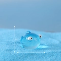 Miniature blue transparent resin fish figurine for micro landscape decor, 2.1cm wide - No. 9 Flying Fish