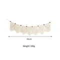 Bohemian macrame wall hanging with 7 tassels and brown wooden beads, 95cm length - Seven Small Banner Flower Bead Decor