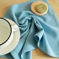 Sky blue cotton linen waffle kitchen towel with white stitched edges and soft texture - 30*40cm / Light Blue
