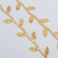 Ultrasonic gold embossed and satin leaf ribbons for Christmas gift packaging - Leaf / 3cm*10 Yards / Gold