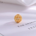 Hollow gold S925 sterling silver spherical bead with intricate woven mesh pattern - Hollow Grid Ball Style