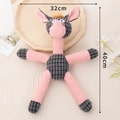 Pink donkey plush squeaky dog toy made of corduroy fabric, 40cm interactive pet chew toy - Pink Grey Donkey