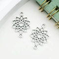 Set of two silver hollow flower Celtic knot metal alloy charms for DIY jewelry making - Hollow Flower Connector 14x20mm