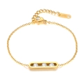 Elegante bracciale in acciaio inossidabile dorato con tre pietre di zircone scorrevoli - Tre Pietre Scorrevoli Oro