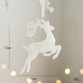 Decorazione natalizia a forma di renna bianca glitterata, dimensioni 12cm per 11cm - Stile C / Bianco