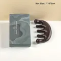 Dark sandalwood scalp massage comb with 5 teeth and elegant grey gift box 7x12x2cm - Sandalwood - 5-Finger Ball (Green Box)