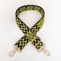 Adjustable wide shoulder strap with yellow and black wave pattern and gold metal hardware - A27 Black Bright Yellow