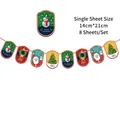 Christmas bunting set with 8 cartoon paper flags including Santa and tree for party decor - Z37-Round Cartoon Cards