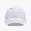 White washed cotton baseball cap with contrasting blue stitching and curved brim - Adjustable / White (25A374)