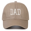 Detailed close-up of khaki cotton baseball cap featuring high-quality DAD letter embroidery - Adjustable / DAD Embroidery / Khaki