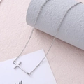 Collana minimalista in acciaio inossidabile argento con pendente a croce orizzontale - Color Acciaio