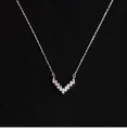 Makroaufnahme der V-förmigen Halskette aus 925er Silber mit Baguette-Zirkonia - Weißgold