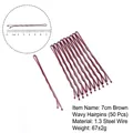 50-piece set of 7cm dark coffee wavy hair clips made of durable 1.3 gauge steel wire - 7cm Wavy-Thickened (50pcs) / Brown
