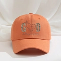 Retro baseball cap with 'With God All Things Are Possible' leopard print and heart design - One Size / Orange