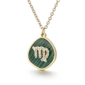 Gold stainless steel Virgo necklace with green malachite pattern and crystal inlay - Scorpio