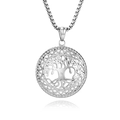 Retro stainless steel tree of life pendant necklace with silver hollow celtic knot design - With Chain / Steel
