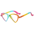 Trendvriendelijk driehoekig brilmontuur met regenboogverloop bekeken vanuit een hoek van 45 graden - Regenboog Frame